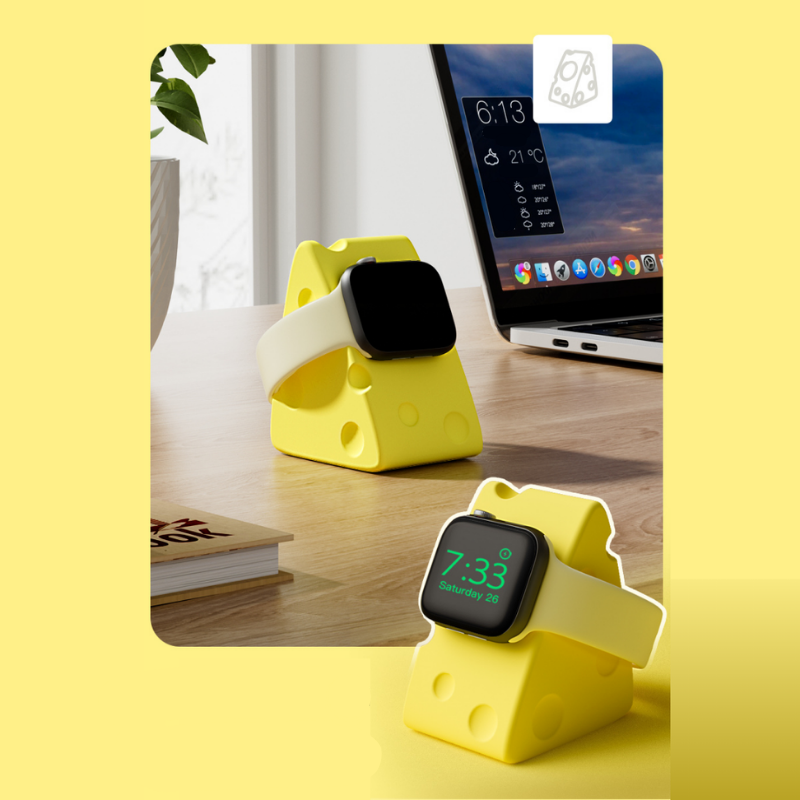 Cheese Apple iWatch Charging Stand – detail view