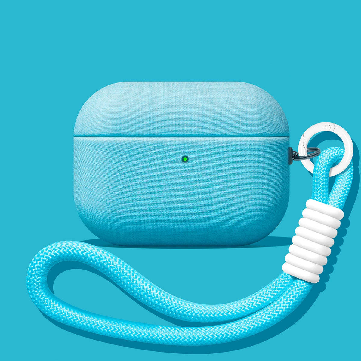 Linen AirPods Case – Sky Blue – Lanyard