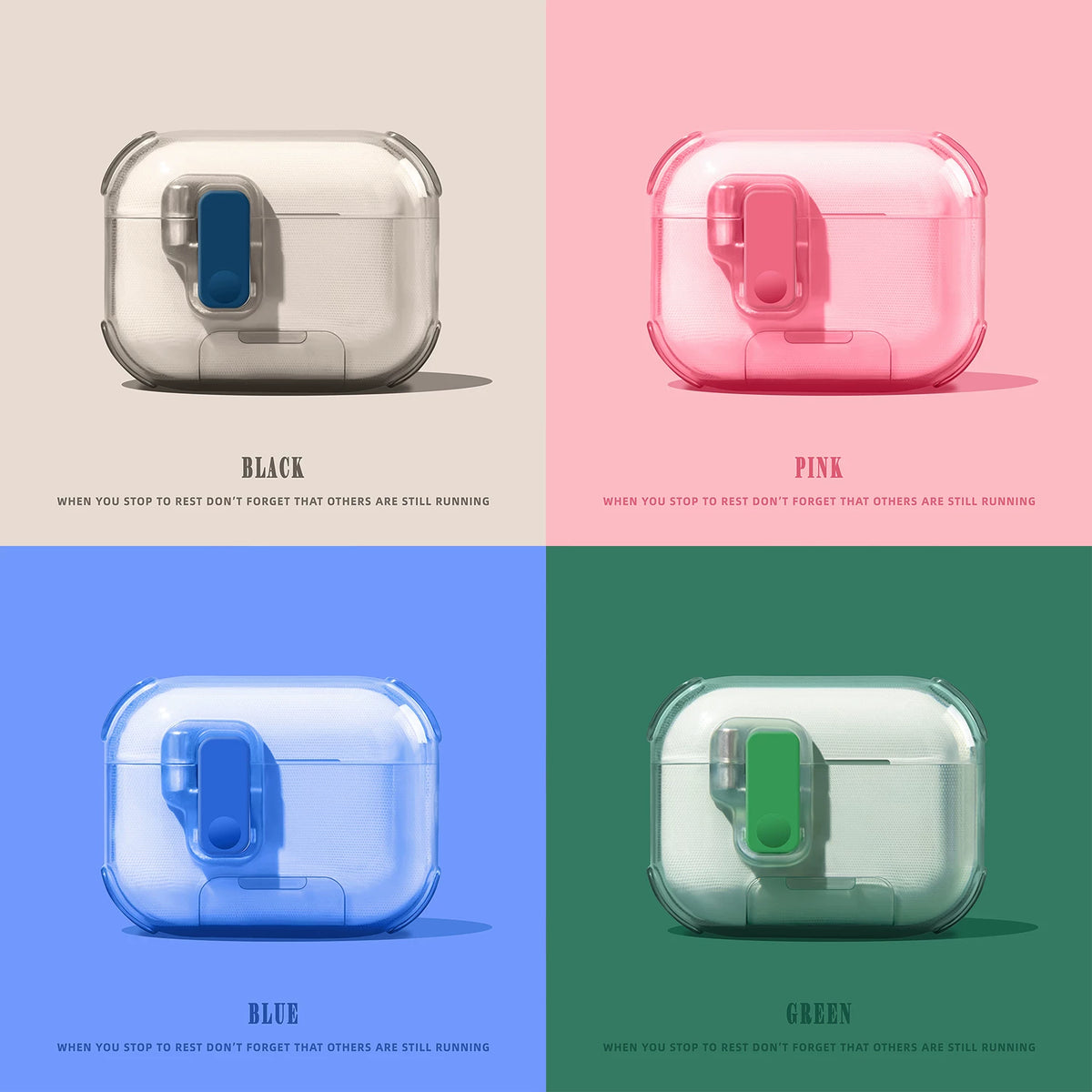 Clear Shockproof AirPods Case with Stand – detail view