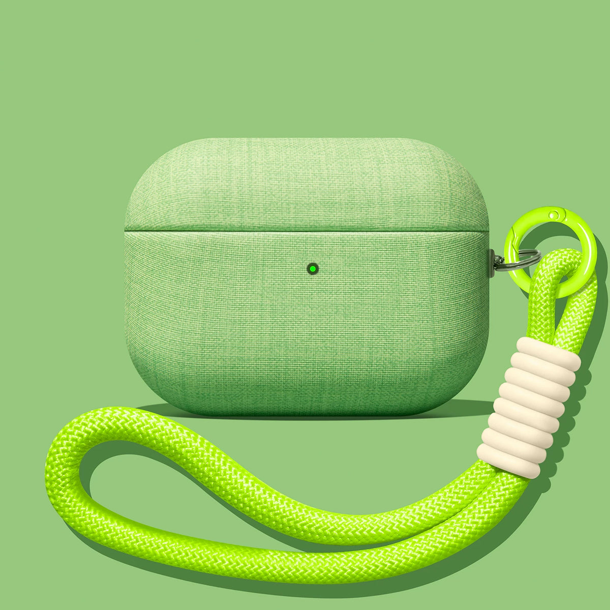 Linen AirPods Case – Green – Lanyard