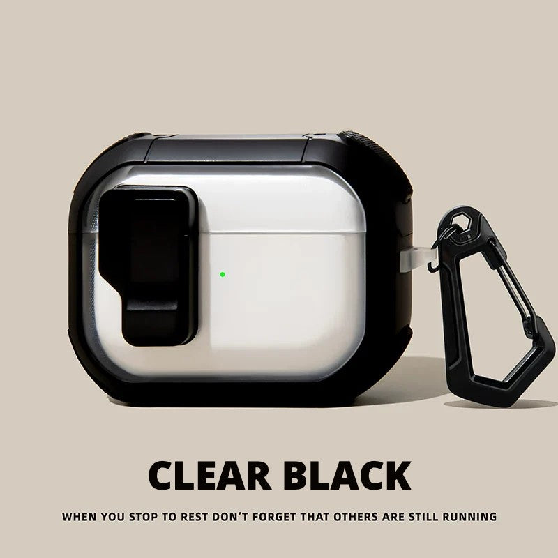 Auto Pop-Up Rugged AirPods Case – Clear Black