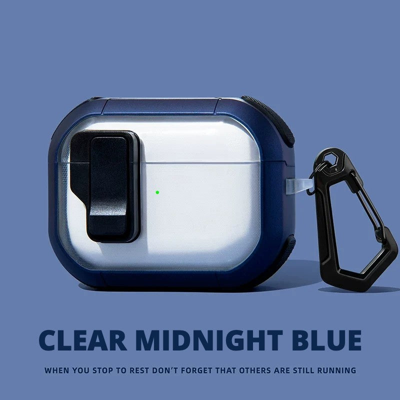 Auto Pop-Up Rugged AirPods Case – Clear Midnight Blue