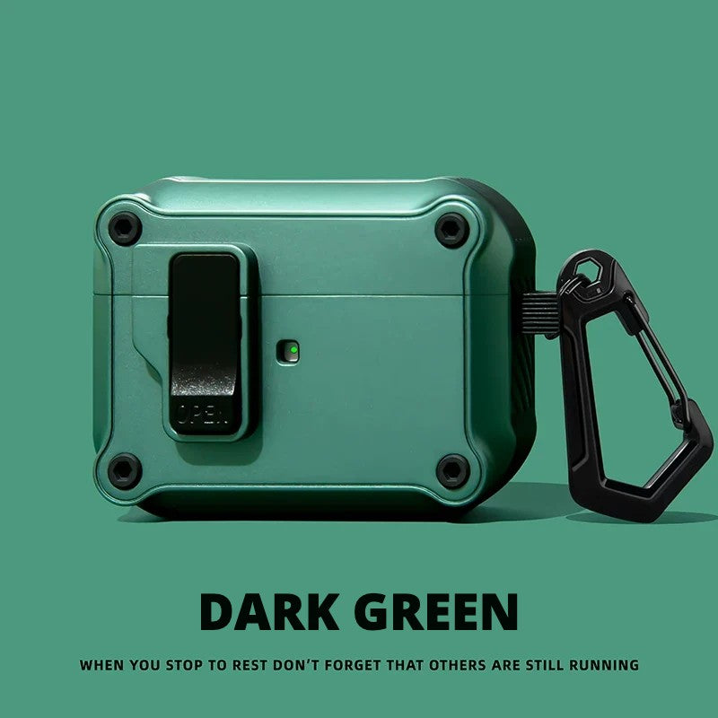 Auto Pop-Up Rugged AirPods Case – Dark Green