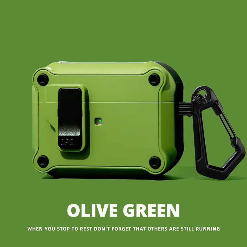 Auto Pop-Up Rugged AirPods Case – Olive Green