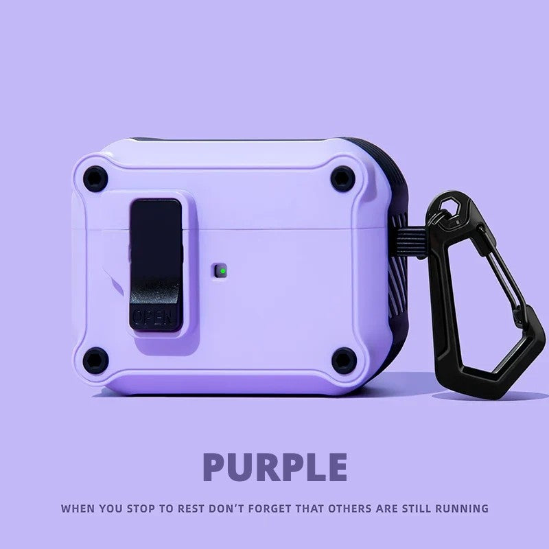 Auto Pop-Up Rugged AirPods Case – Purple