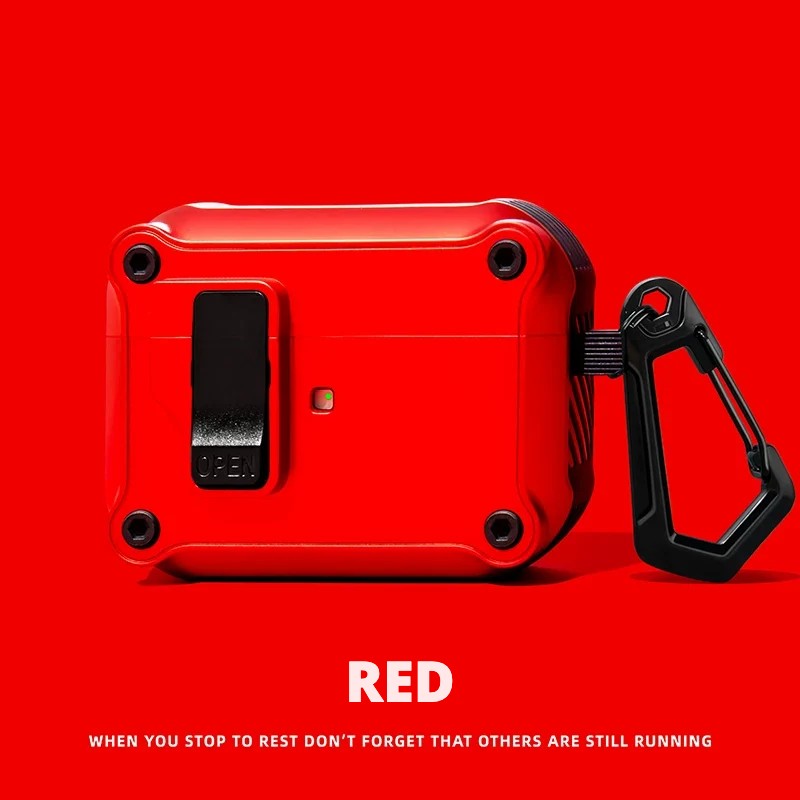 Auto Pop-Up Rugged AirPods Case – Red