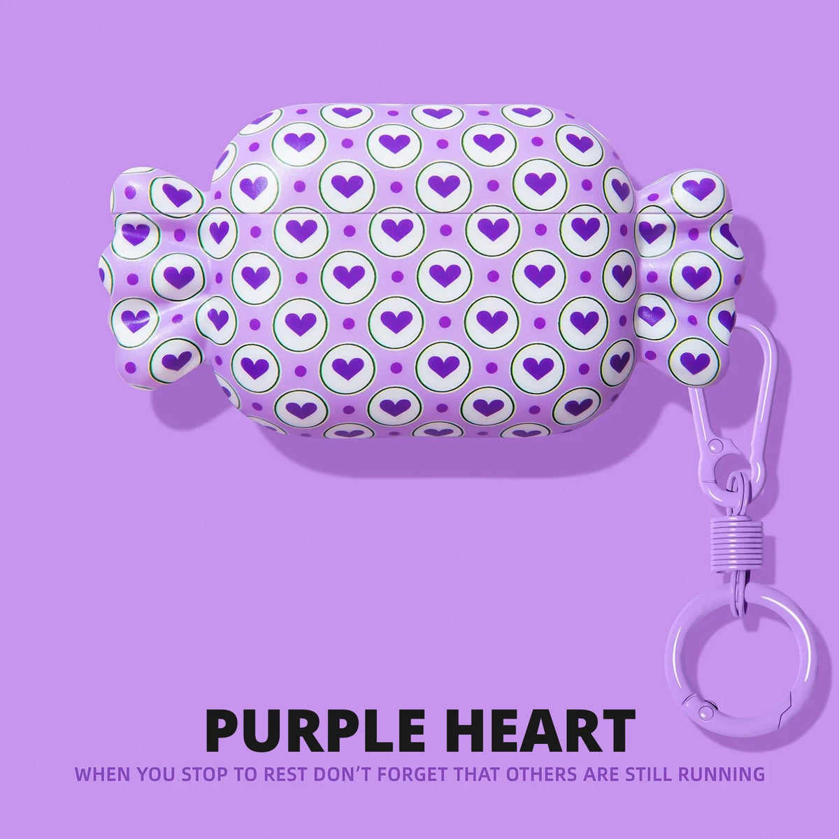 Candy Wrapper AirPods Case – Purple Heart – Ring