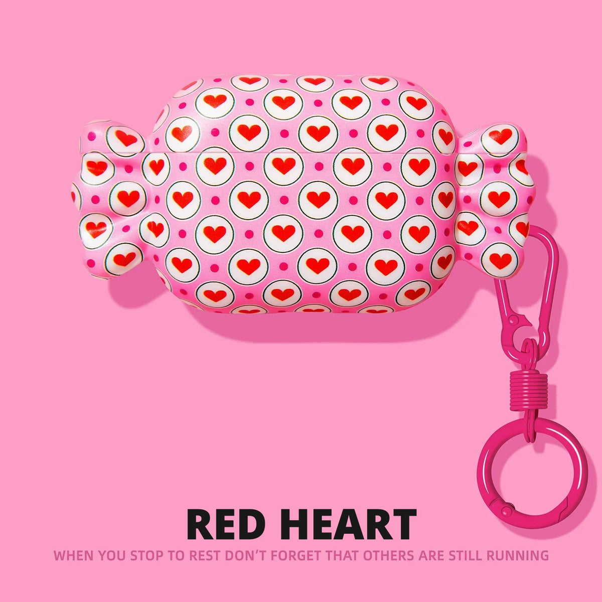 Candy Wrapper AirPods Case – Red Heart – Ring
