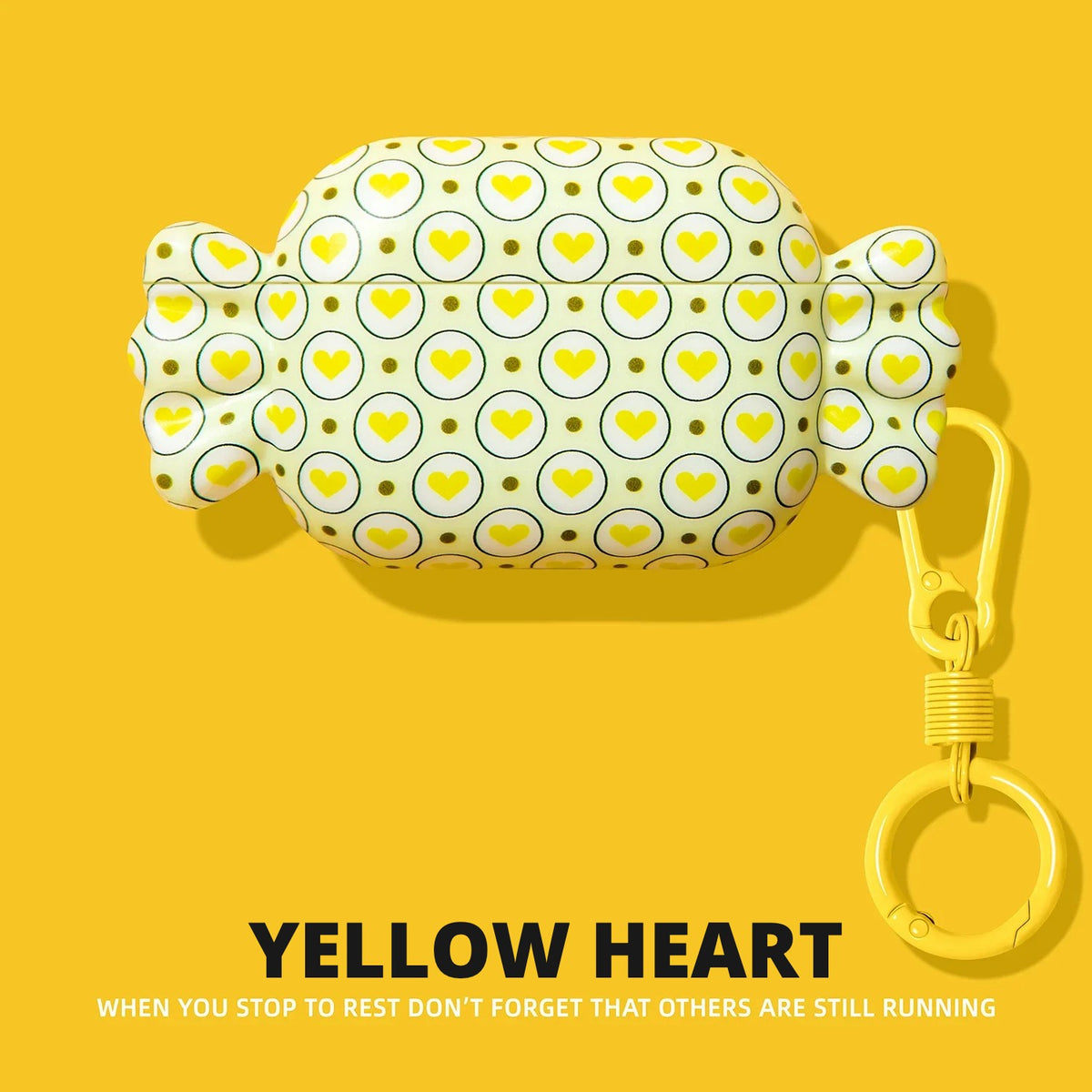 Candy Wrapper AirPods Case – Yellow Heart – Ring
