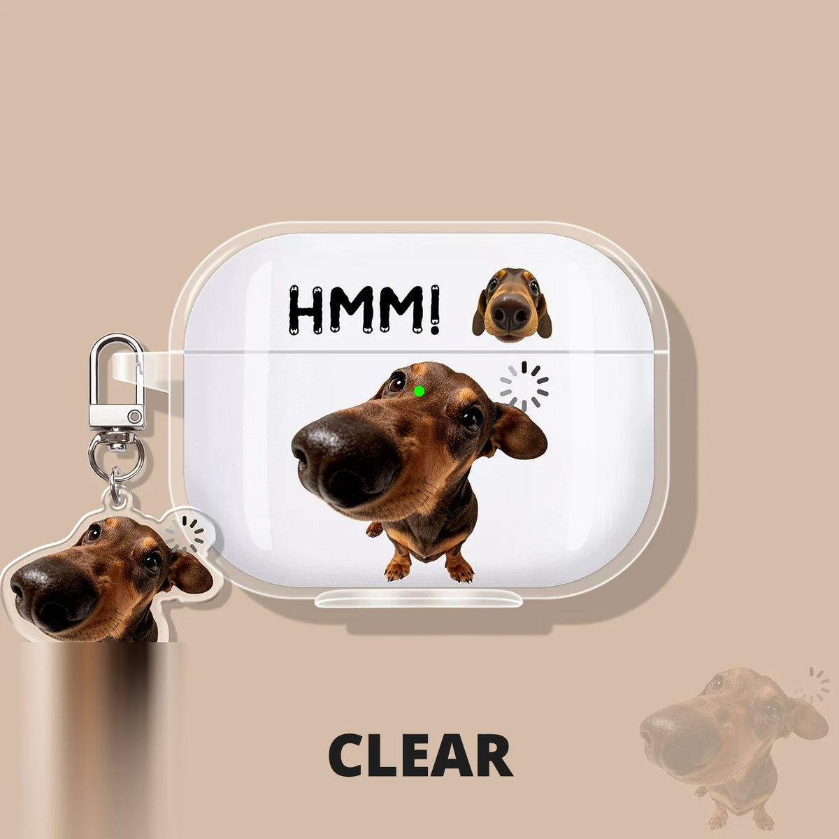 Clear Dachshund AirPods Case – Clear – Matching Charm