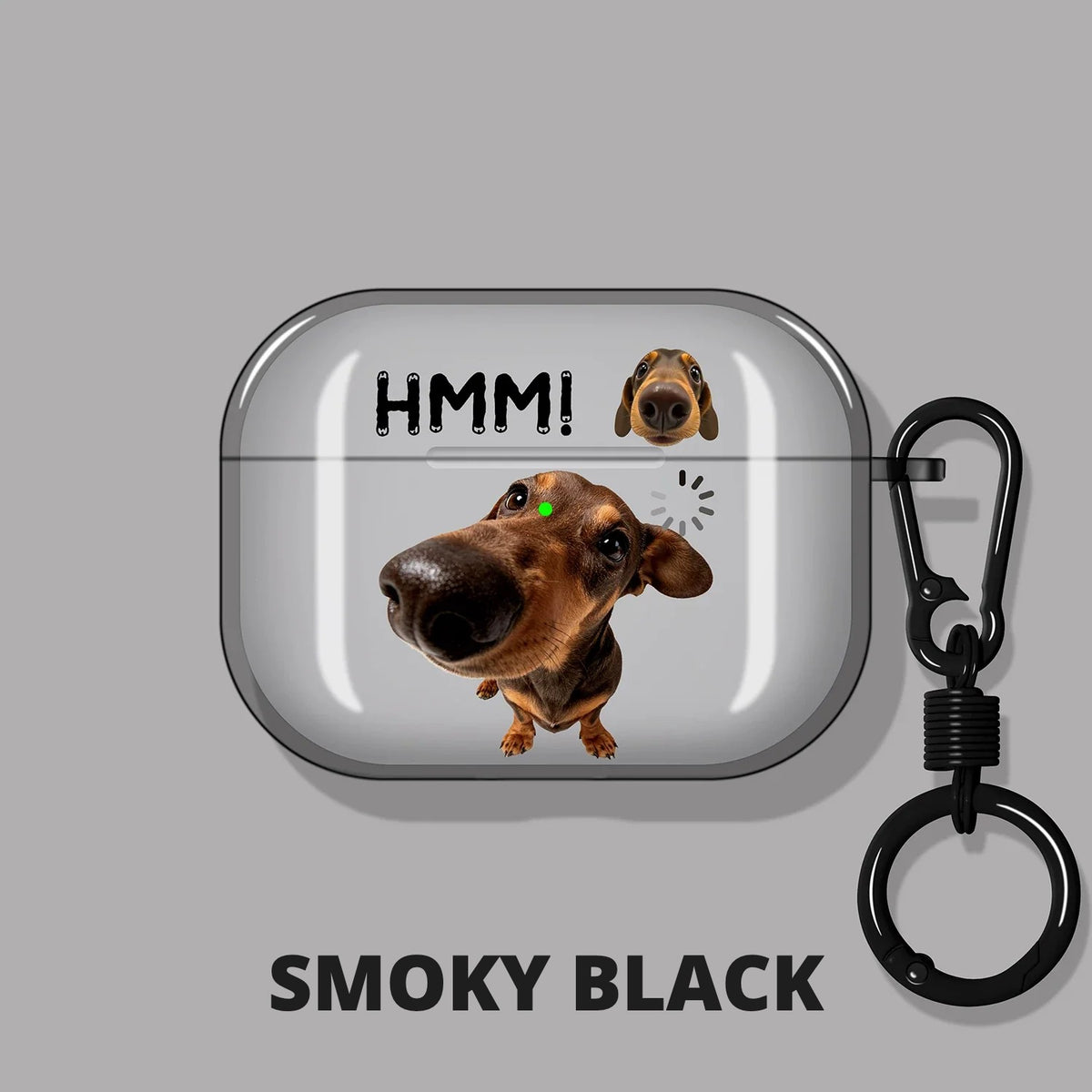 Clear Dachshund AirPods Case – Smoky Black – Black Ring