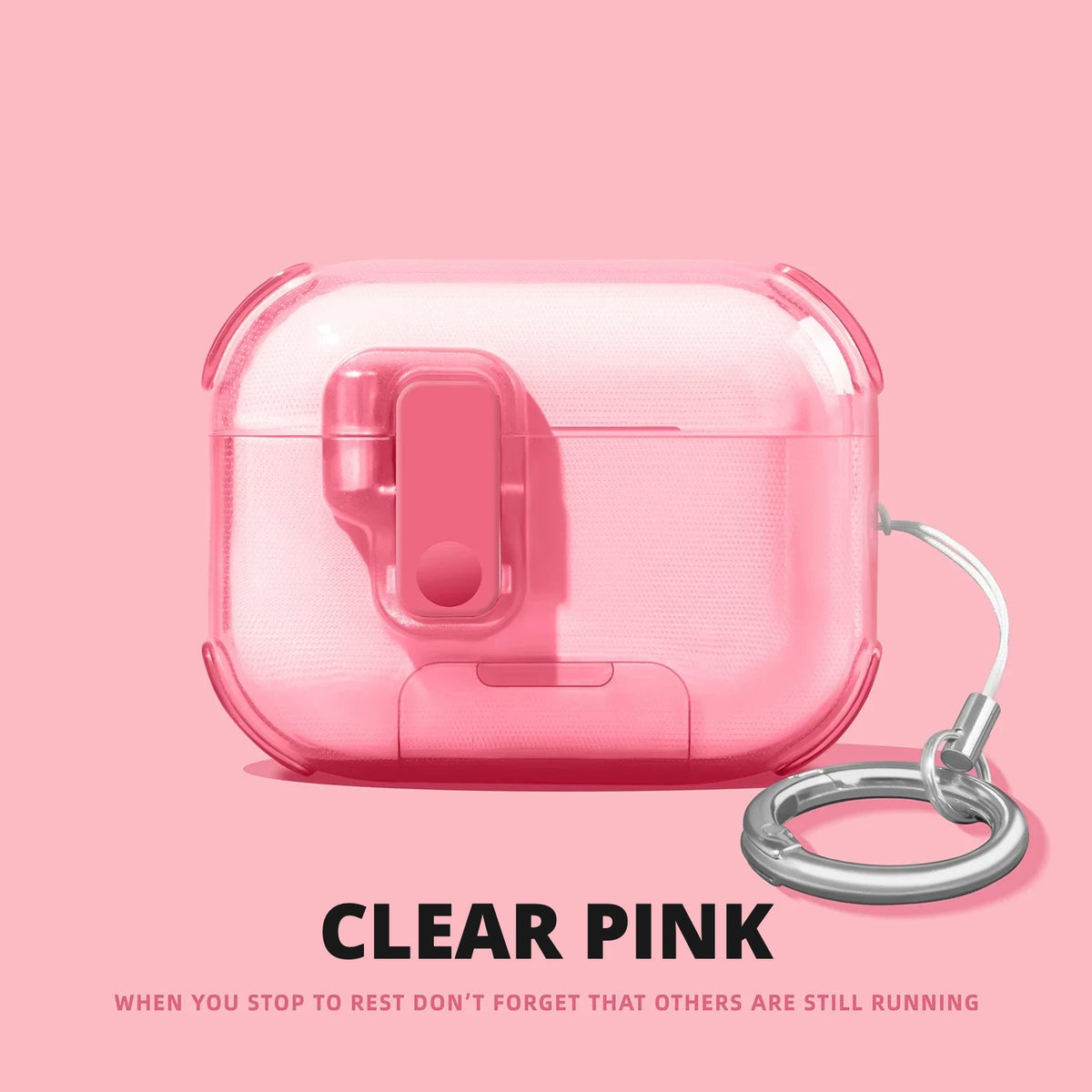 Clear Shockproof AirPods Case with Stand – Clear Pink