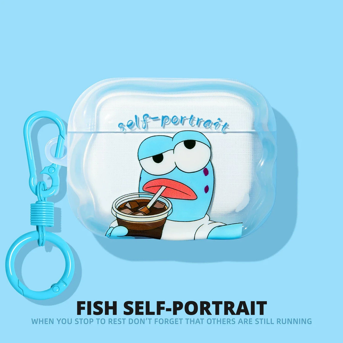 Fish Self-Portrait AirPods Case – Blue Ring
