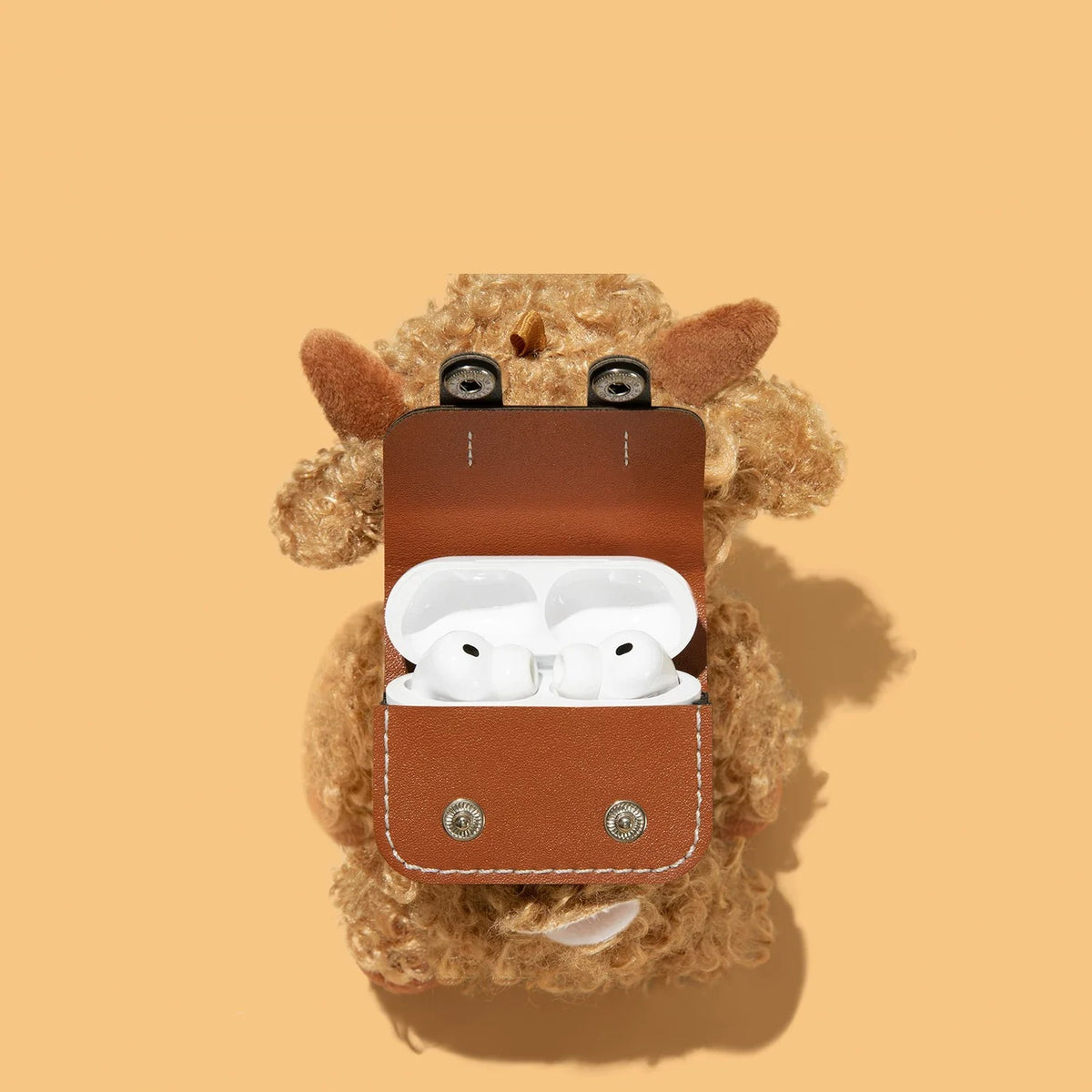 Fluffy Sheep Plush AirPods Case – detail view