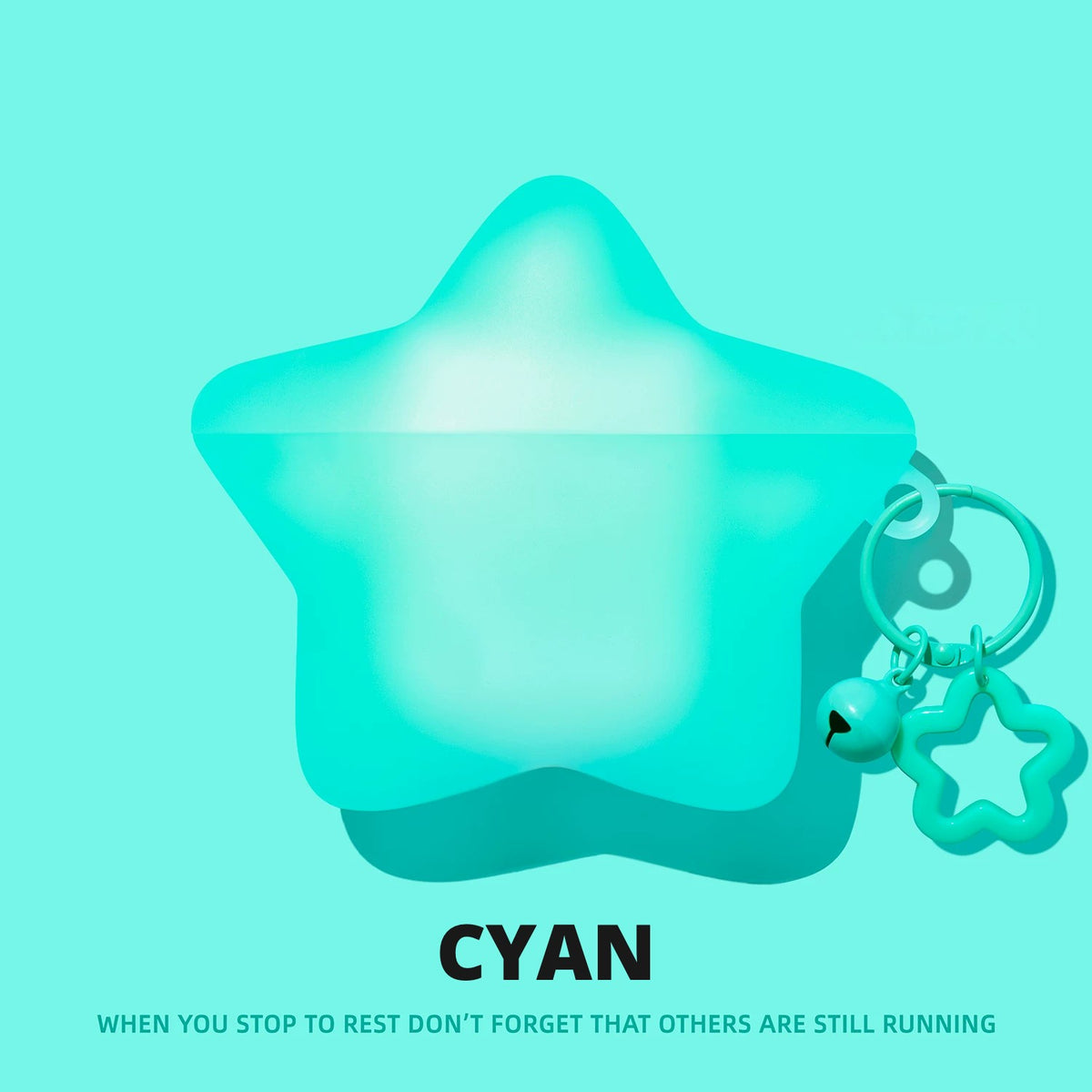 Glow Star-Shaped AirPods Case – Cyan – Matching Charm