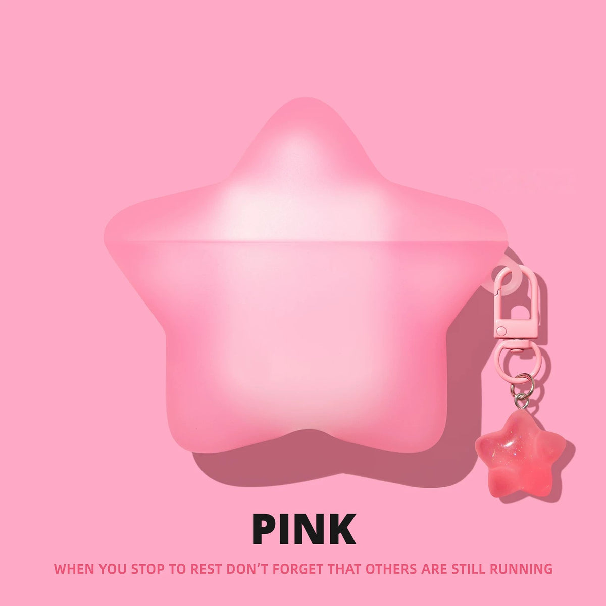 Glow Star-Shaped AirPods Case – Pink – Matching Charm