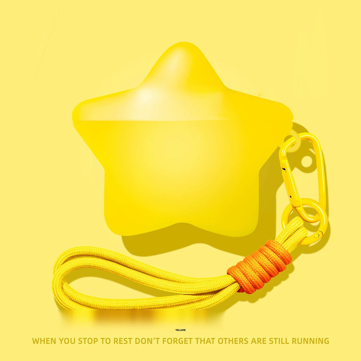 Glow Star-Shaped AirPods Case – Yellow – Lanyard