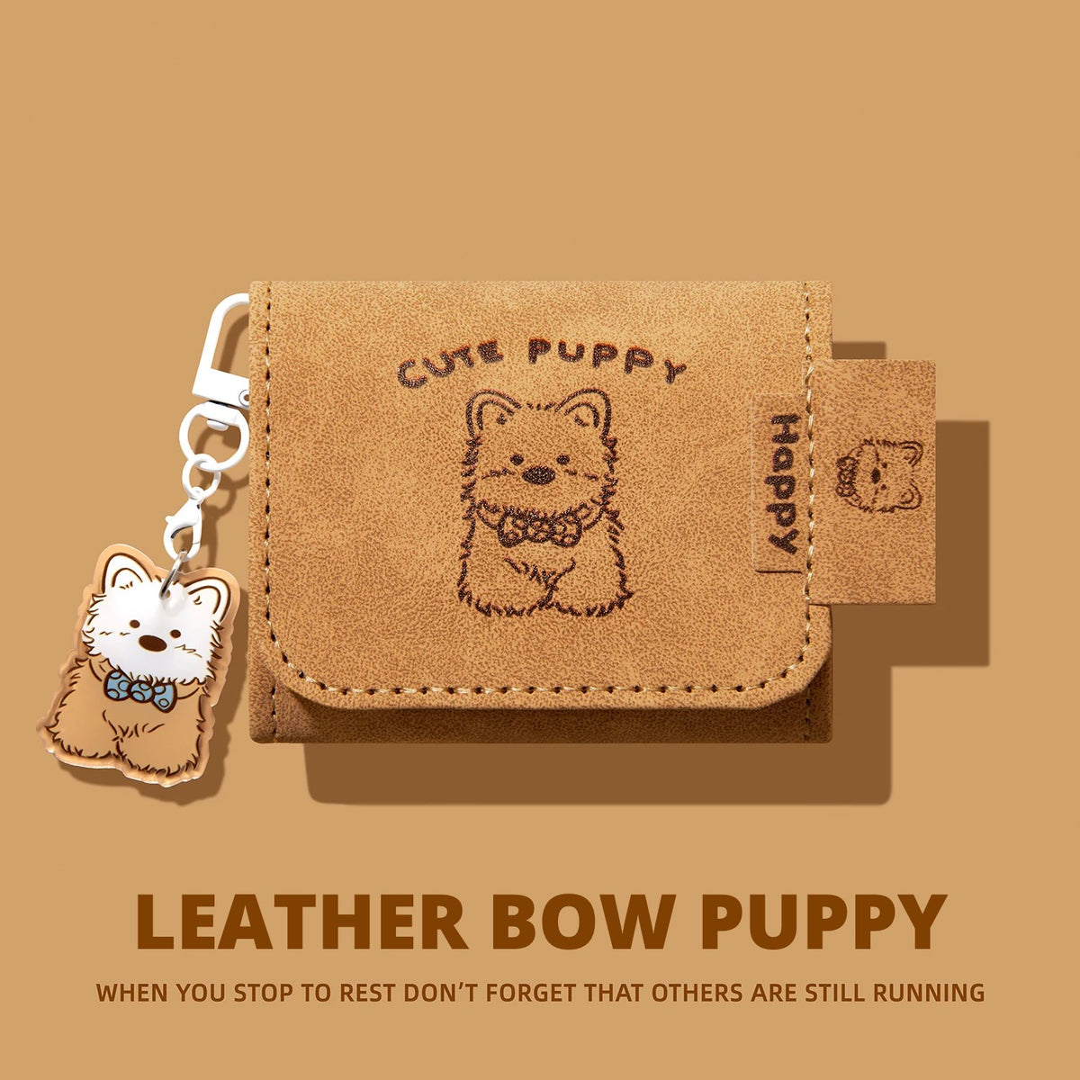 Leather Bow Puppy AirPods Case – Matching Charm