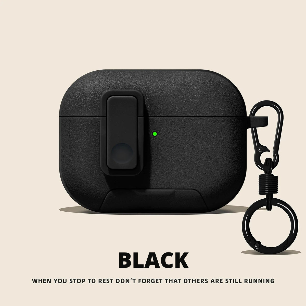 Matte Snap-Lock AirPods Case with Stand – Black