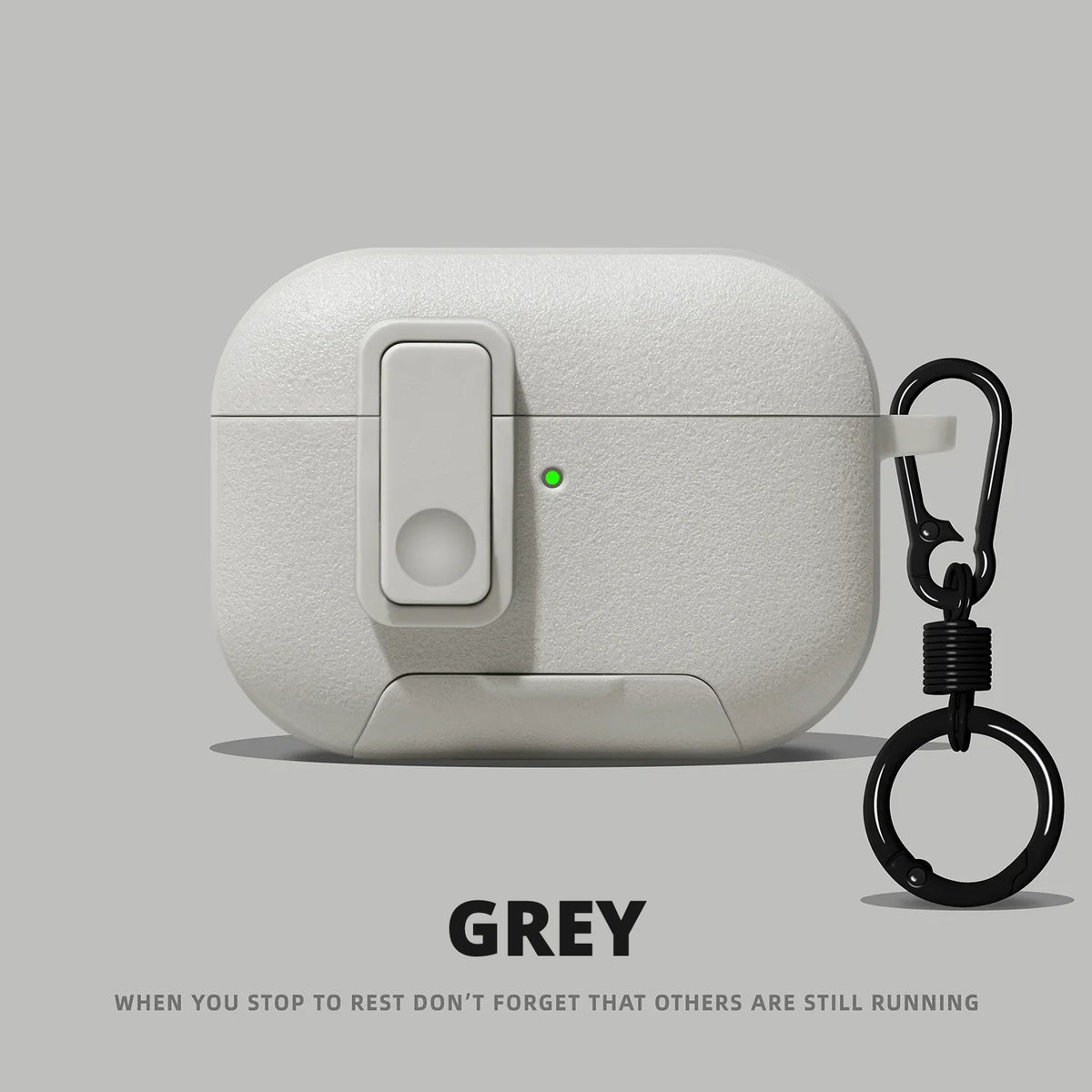 Matte Snap-Lock AirPods Case with Stand – Grey