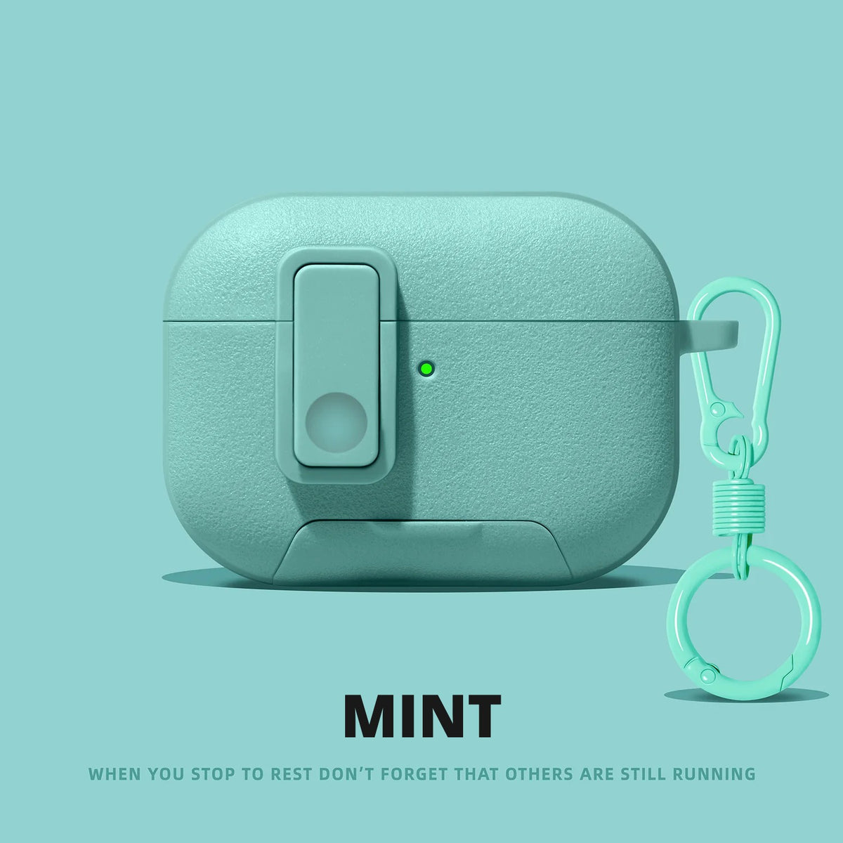 Matte Snap-Lock AirPods Case with Stand – Mint