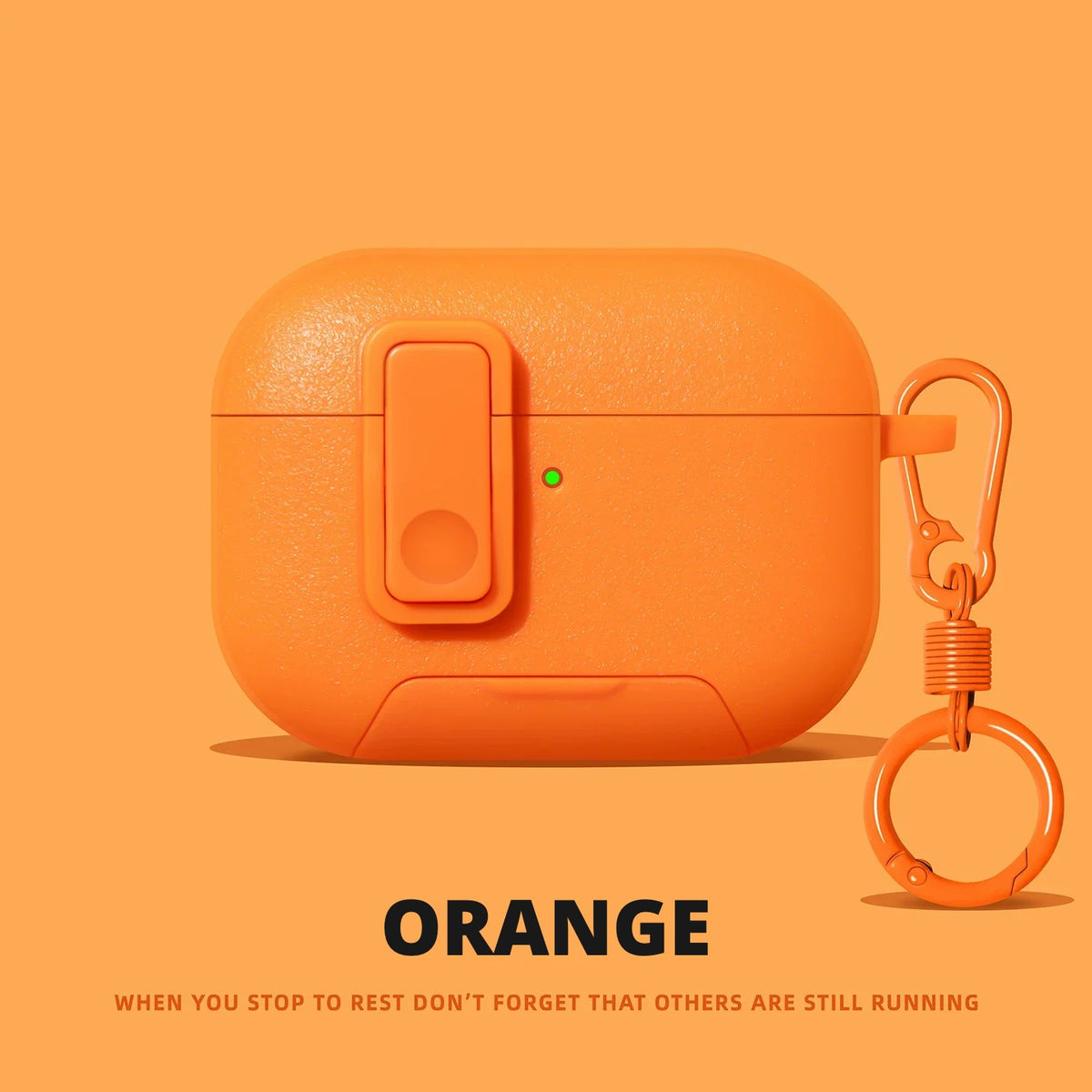 Matte Snap-Lock AirPods Case with Stand – Orange