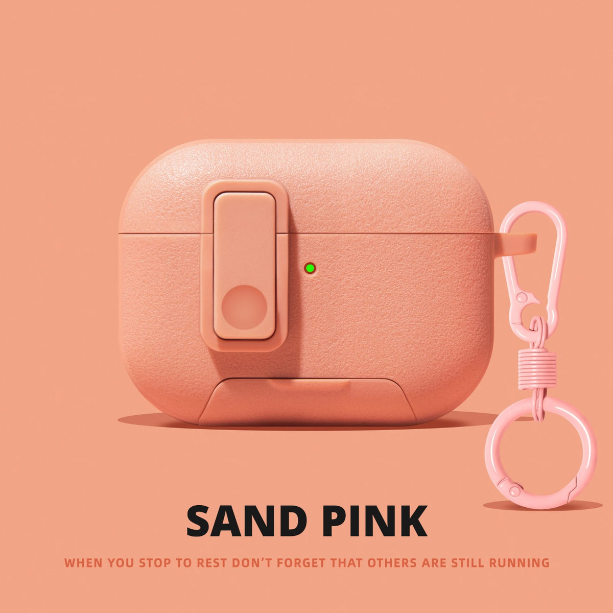 Matte Snap-Lock AirPods Case with Stand – Sand Pink
