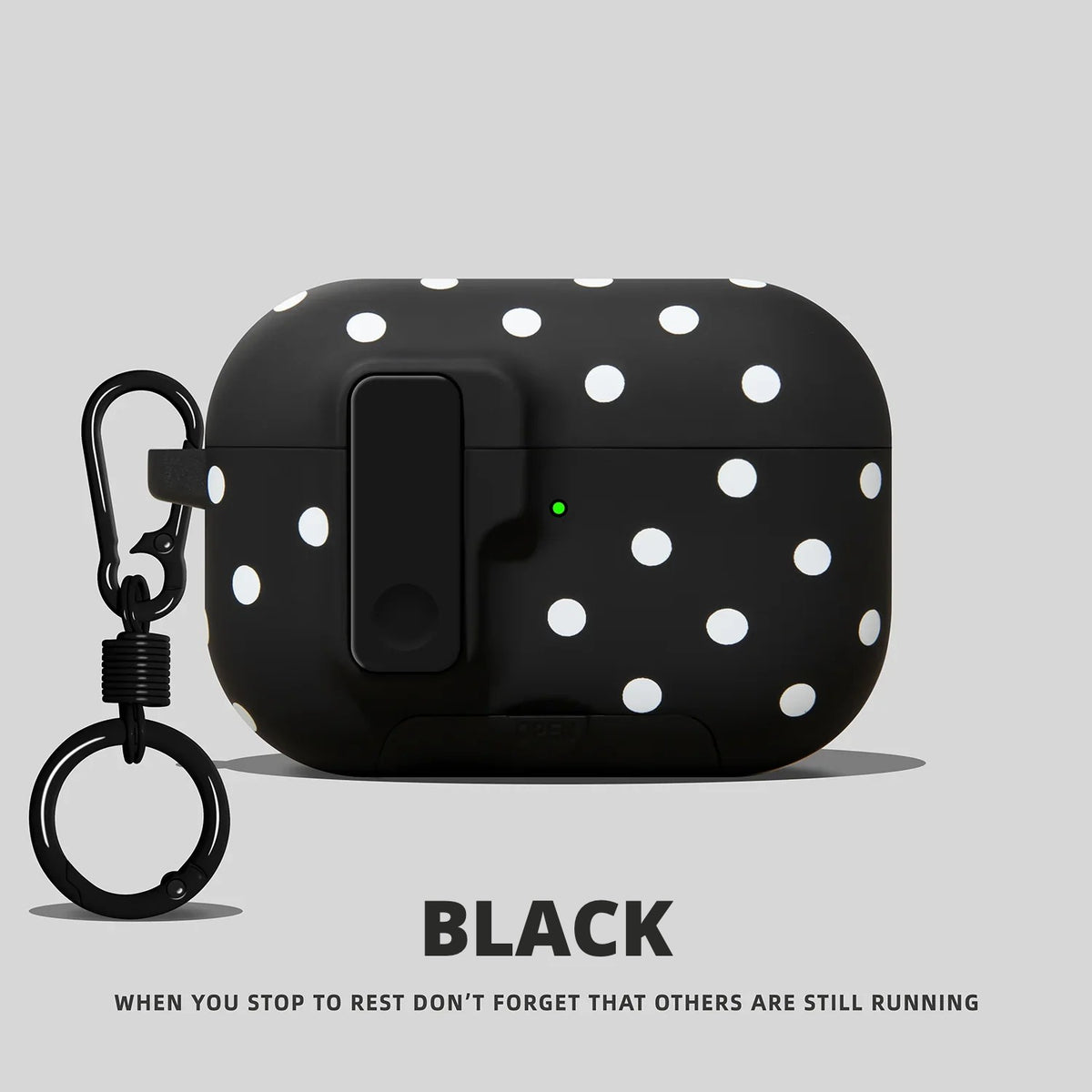 Polka Dot Snap-Lock AirPods Case – Black