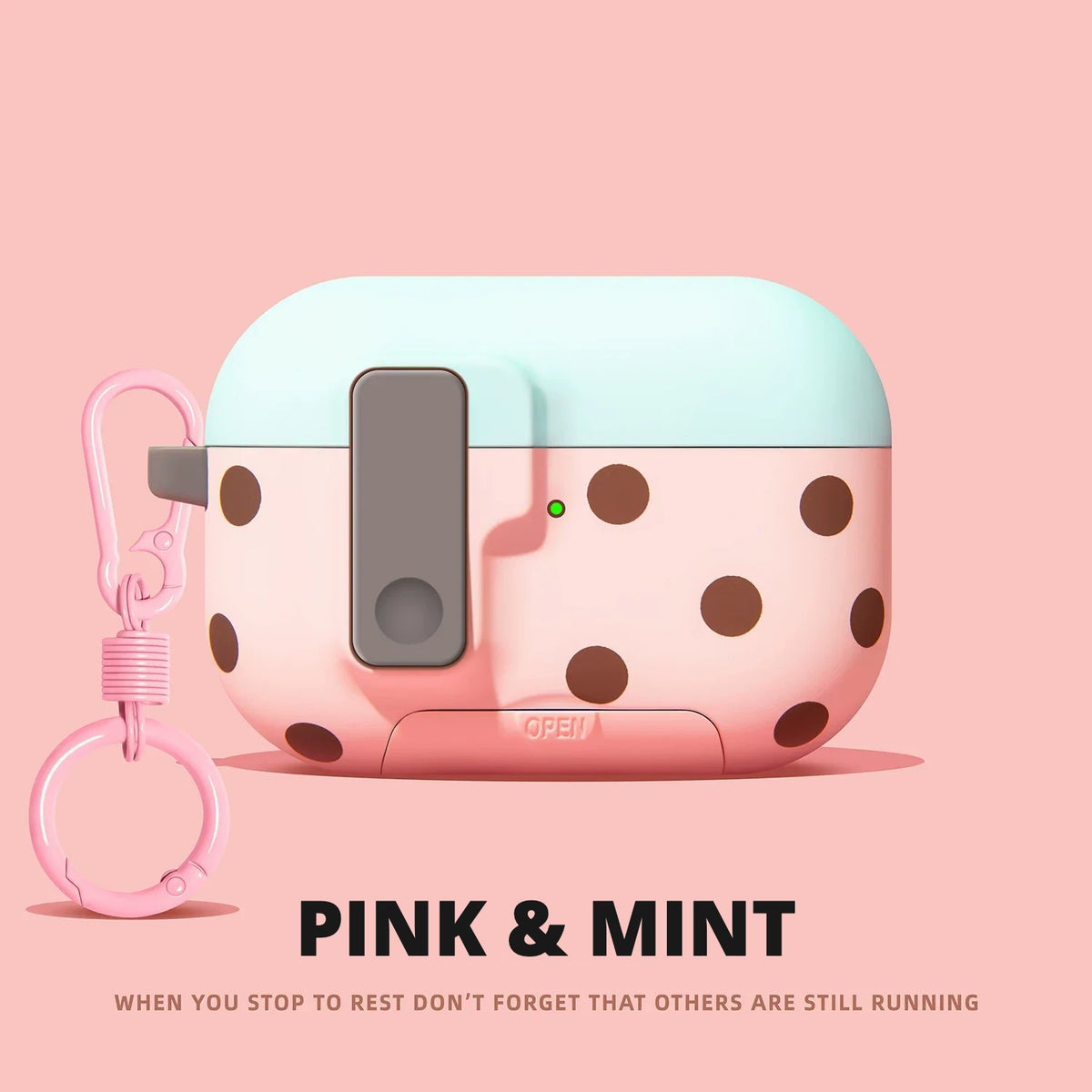 Polka Dot Snap-Lock AirPods Case – Pink & Mint