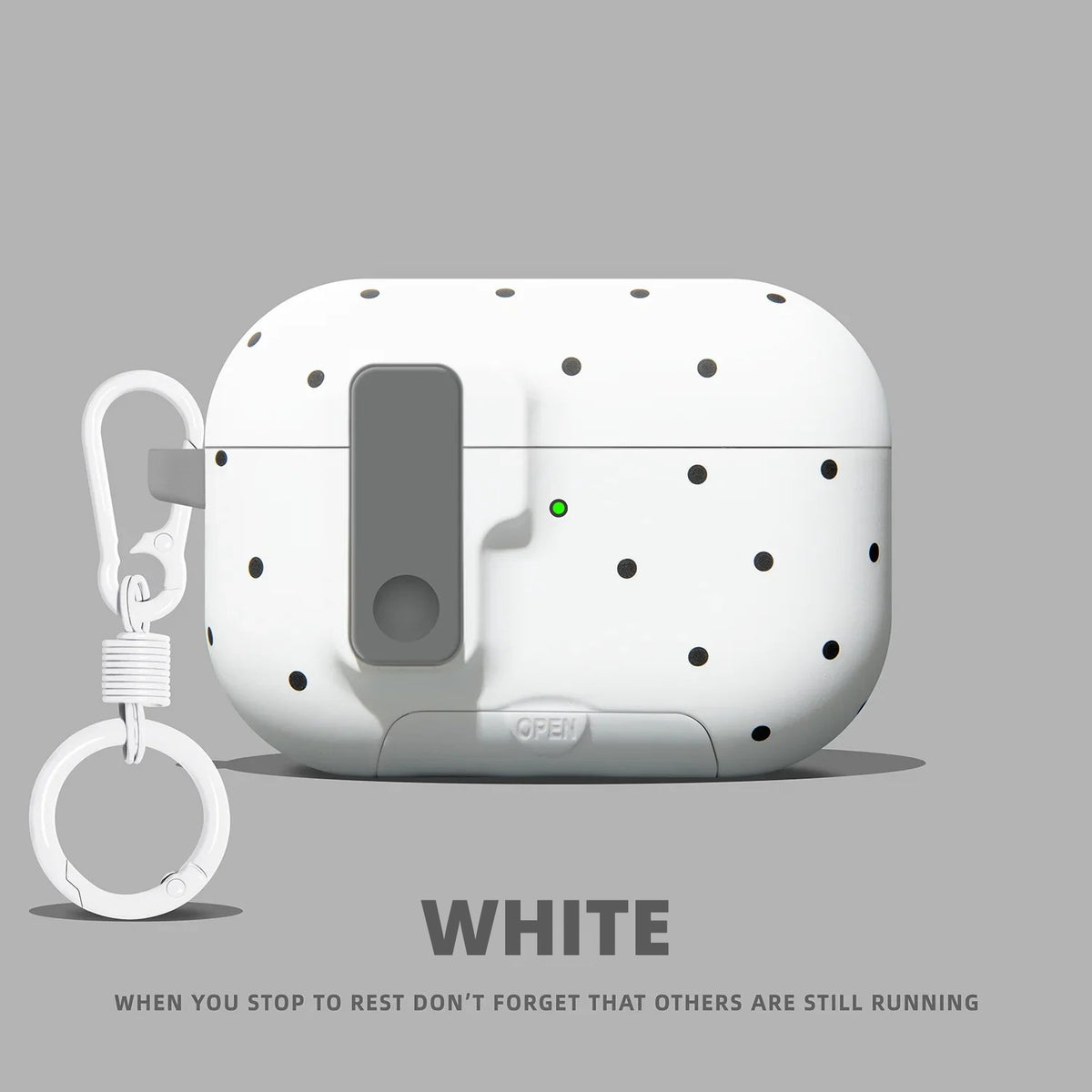 Polka Dot Snap-Lock AirPods Case – White