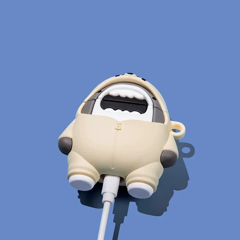 Shark in Bear Hoodie AirPods Case – detail view