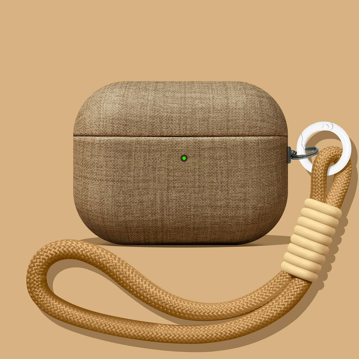Linen AirPods Case – Brown – Lanyard