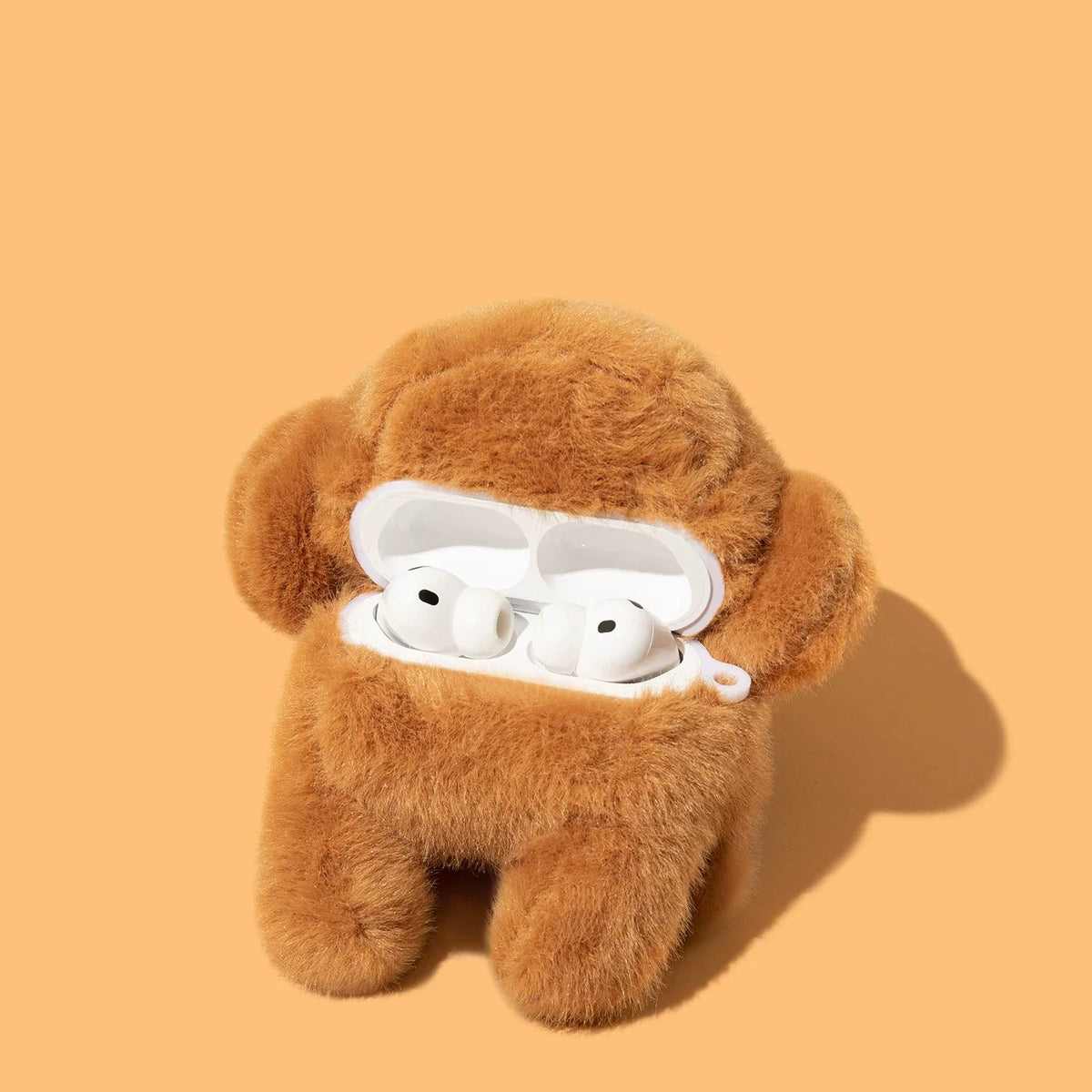 Brown Puppy Plush AirPods Case – detail view