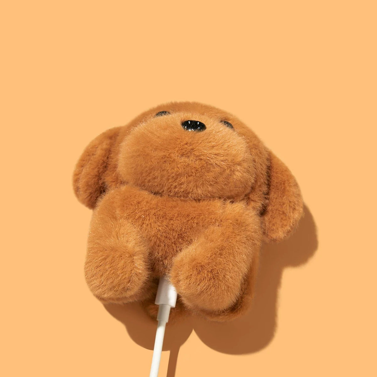 Brown Puppy Plush AirPods Case – detail view