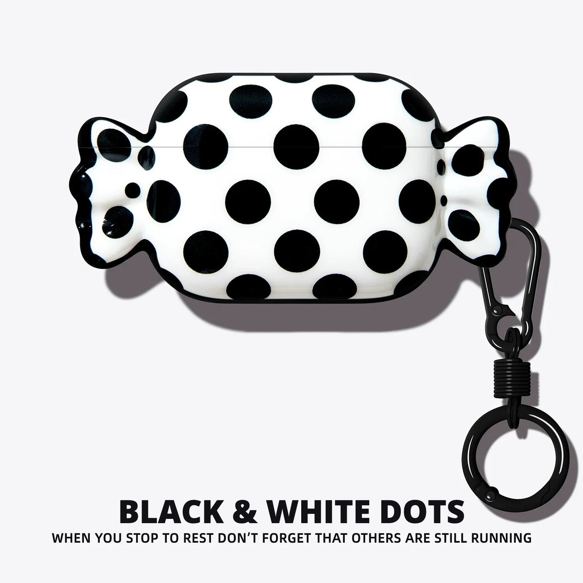 Candy Wrapper AirPods Case – Black & White Dots – Ring