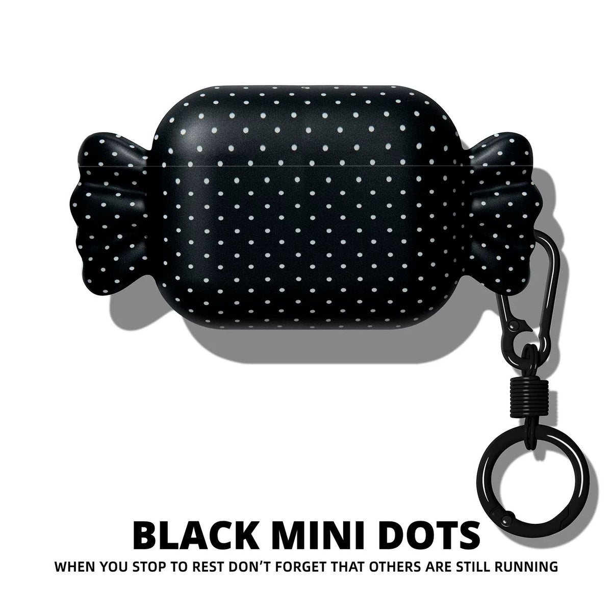 Candy Wrapper AirPods Case – Black Mini Dots – Ring