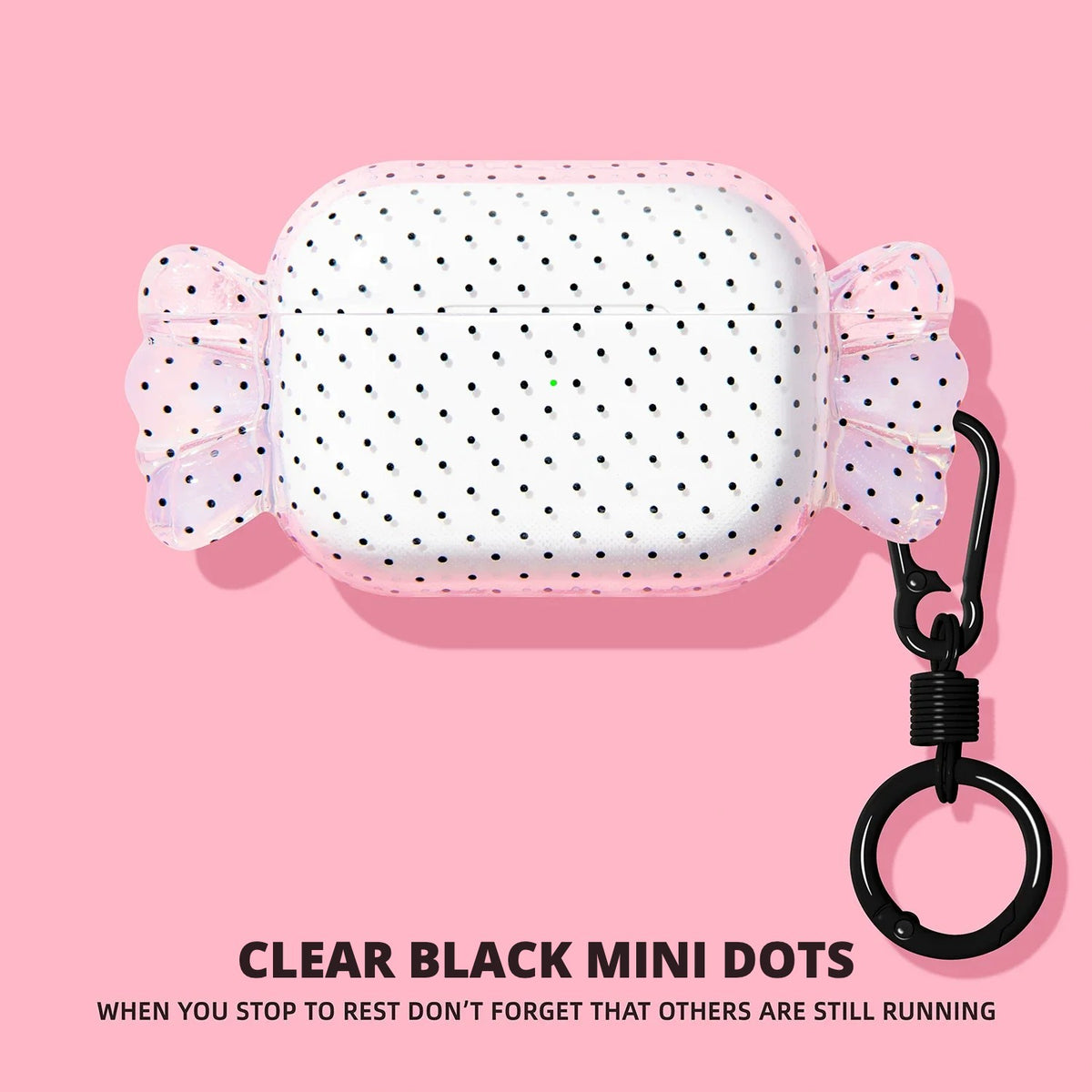 Candy Wrapper AirPods Case – Clear Black Mini Dots – Ring