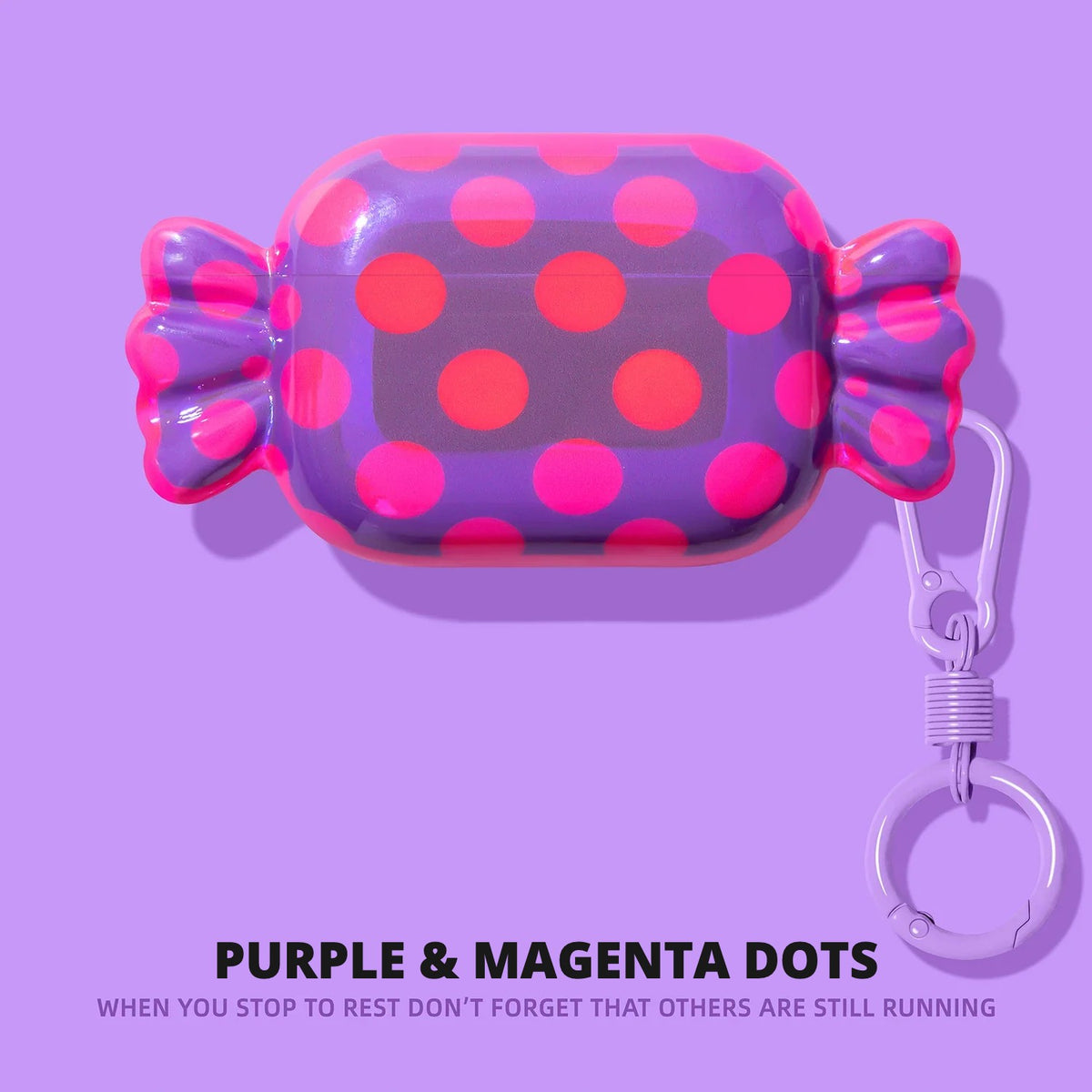 Candy Wrapper AirPods Case – Purple & Magenta Dots – Ring