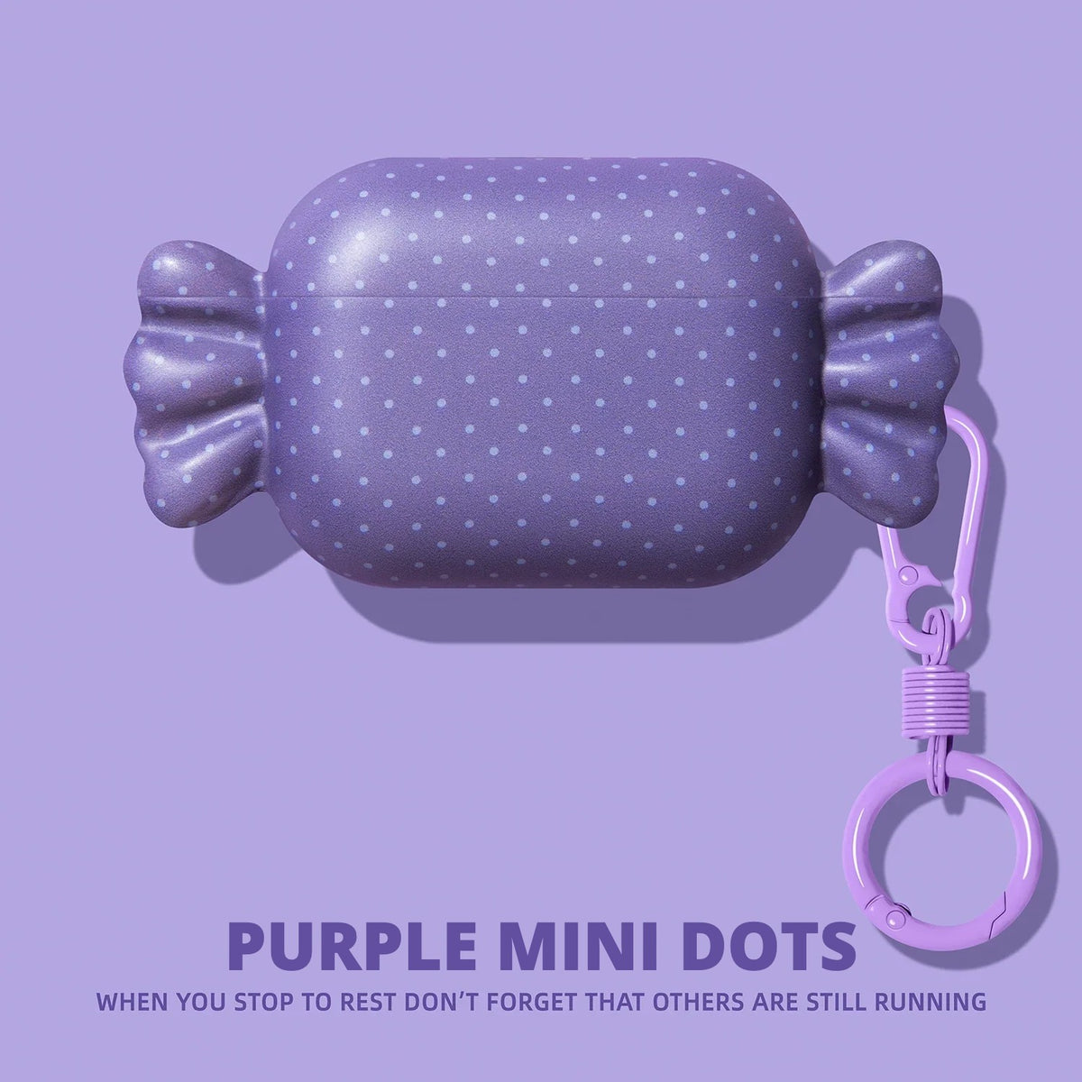 Candy Wrapper AirPods Case – Purple Mini Dots – Ring