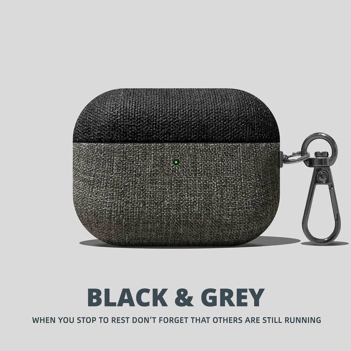 Canvas Fabric AirPods Case – Black & Grey