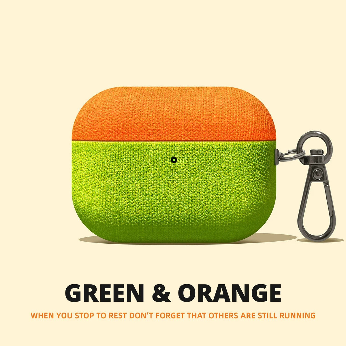 Canvas Fabric AirPods Case – Green & Orange