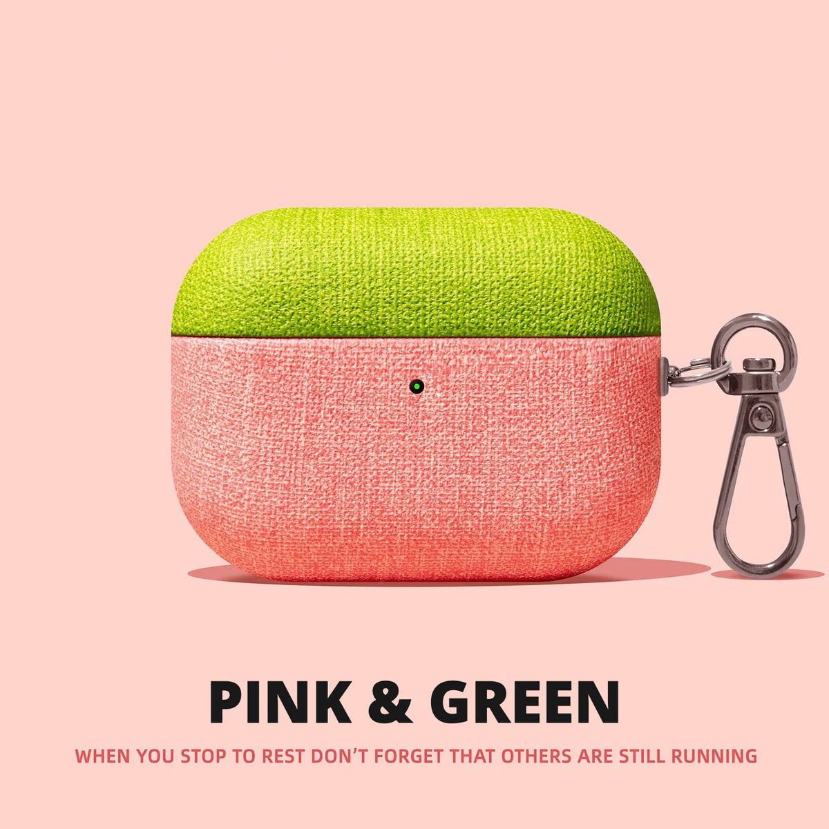 Canvas Fabric AirPods Case – Pink & Green