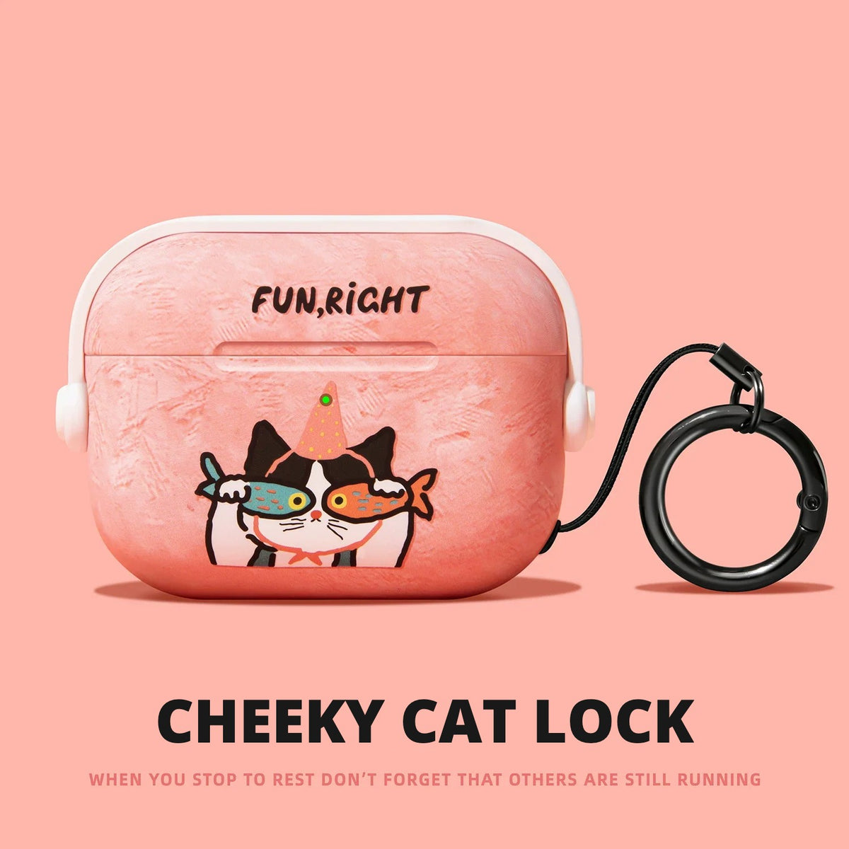 Cheeky Cat Lock AirPods Case – detail view