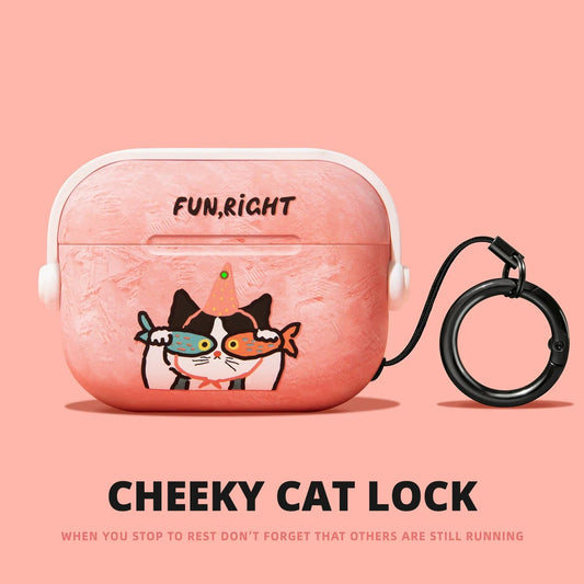 Cheeky Cat Lock AirPods Case for AirPods Pro 3, Pro 2, Pro, 5 & 4