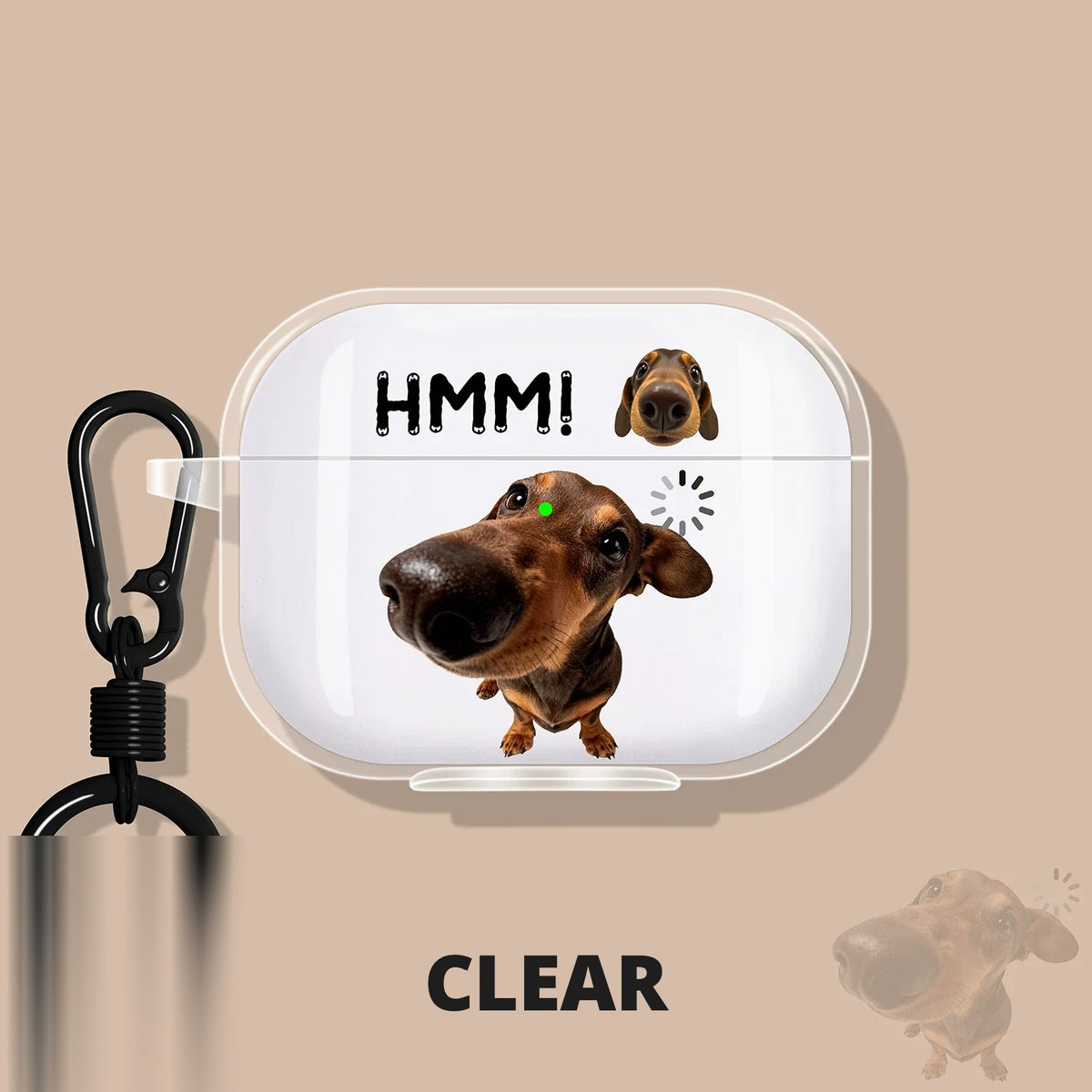 Clear Dachshund AirPods Case – Clear – Black Ring