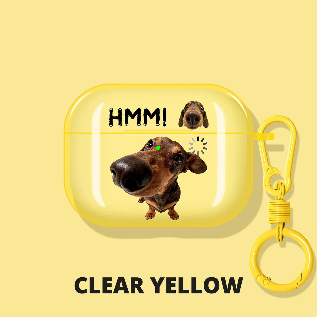 Clear Dachshund AirPods Case – Clear Yellow – Yellow Ring
