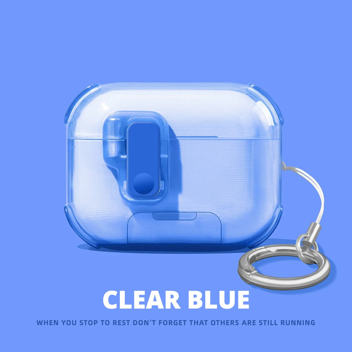 Clear Shockproof AirPods Case with Stand – Clear Blue