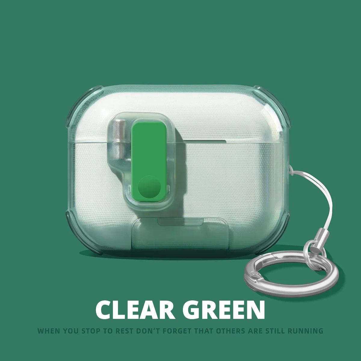 Clear Shockproof AirPods Case with Stand – Clear Green