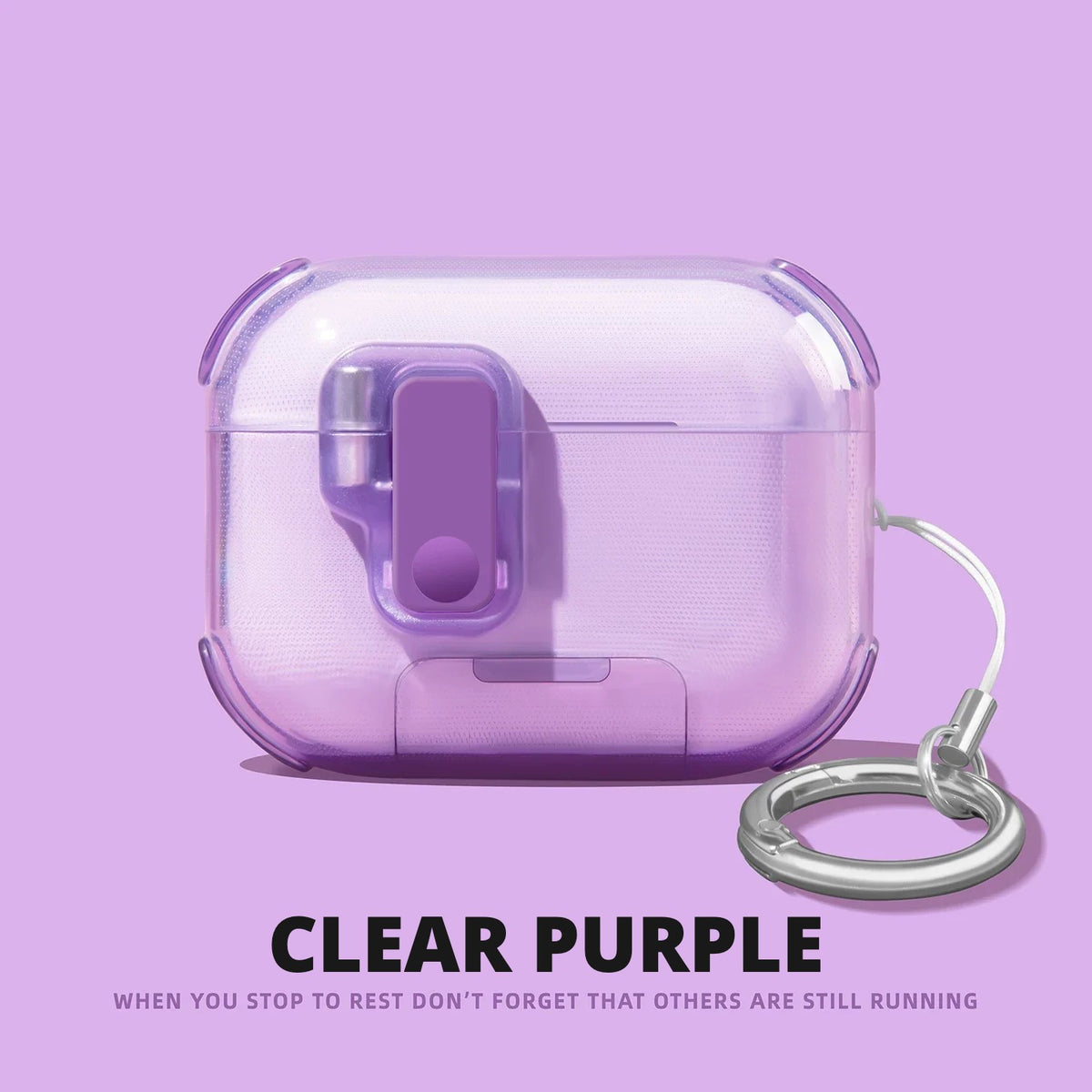 Clear Shockproof AirPods Case with Stand – Clear Purple