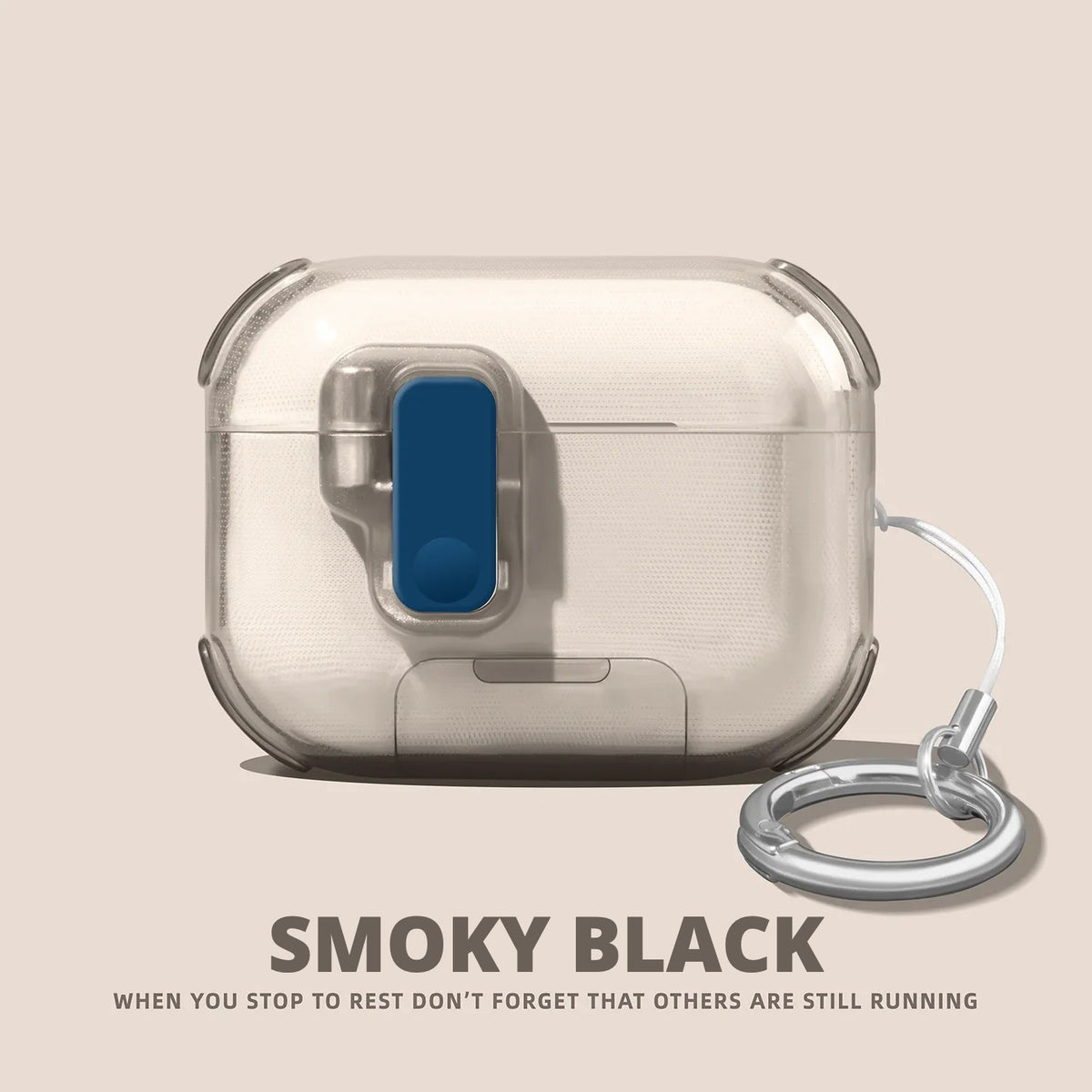 Clear Shockproof AirPods Case with Stand – Smoky Black